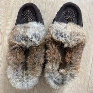 Real Rabbit Fur Slippers From Softmoc- brand new condition